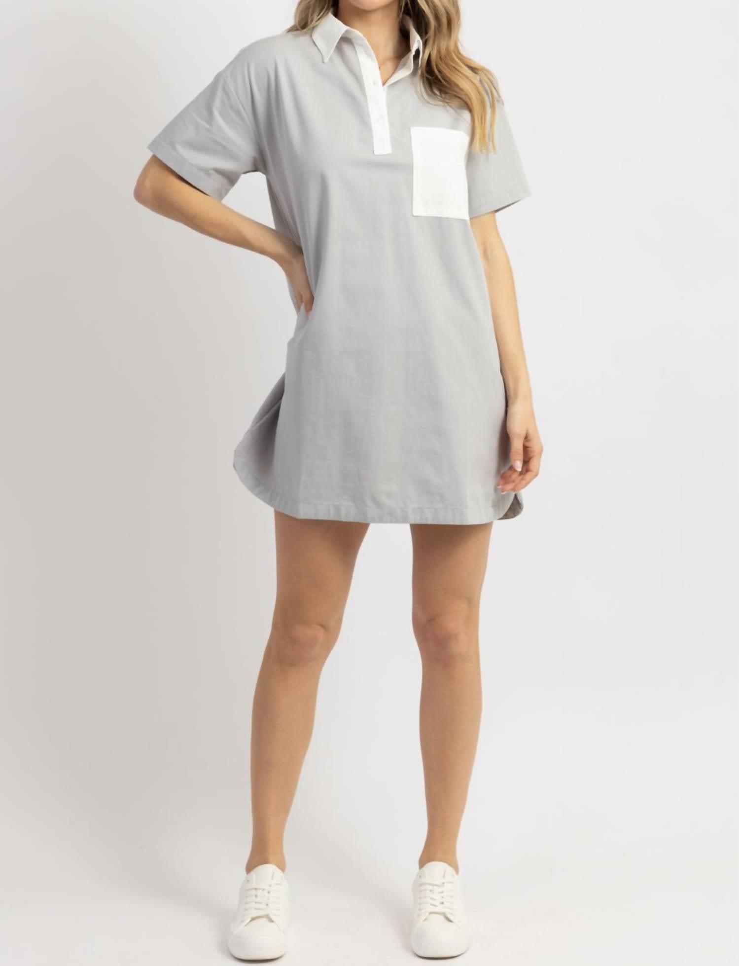 ronnie contrast shirt dress in blue