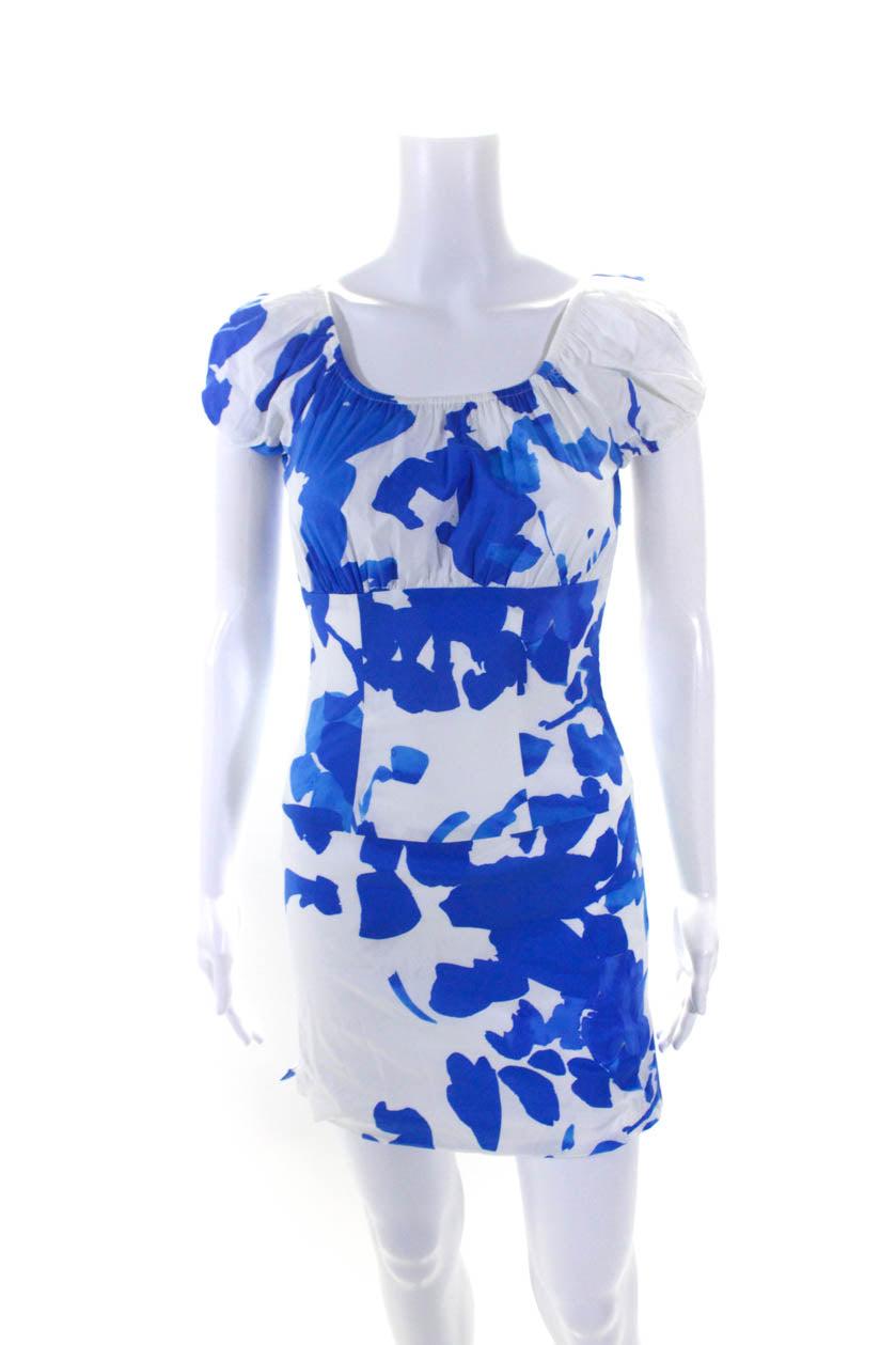 womens short sleeves dress white blue