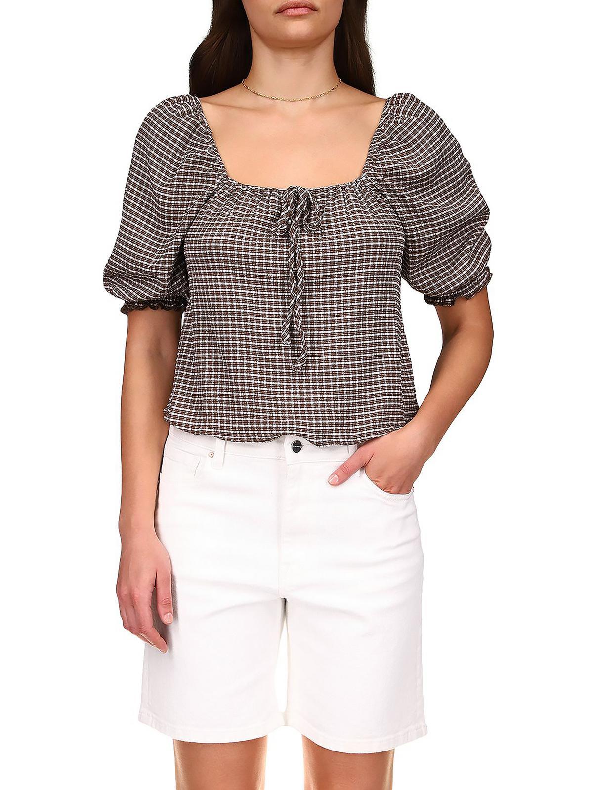 remember me womens square neck cropped blouse