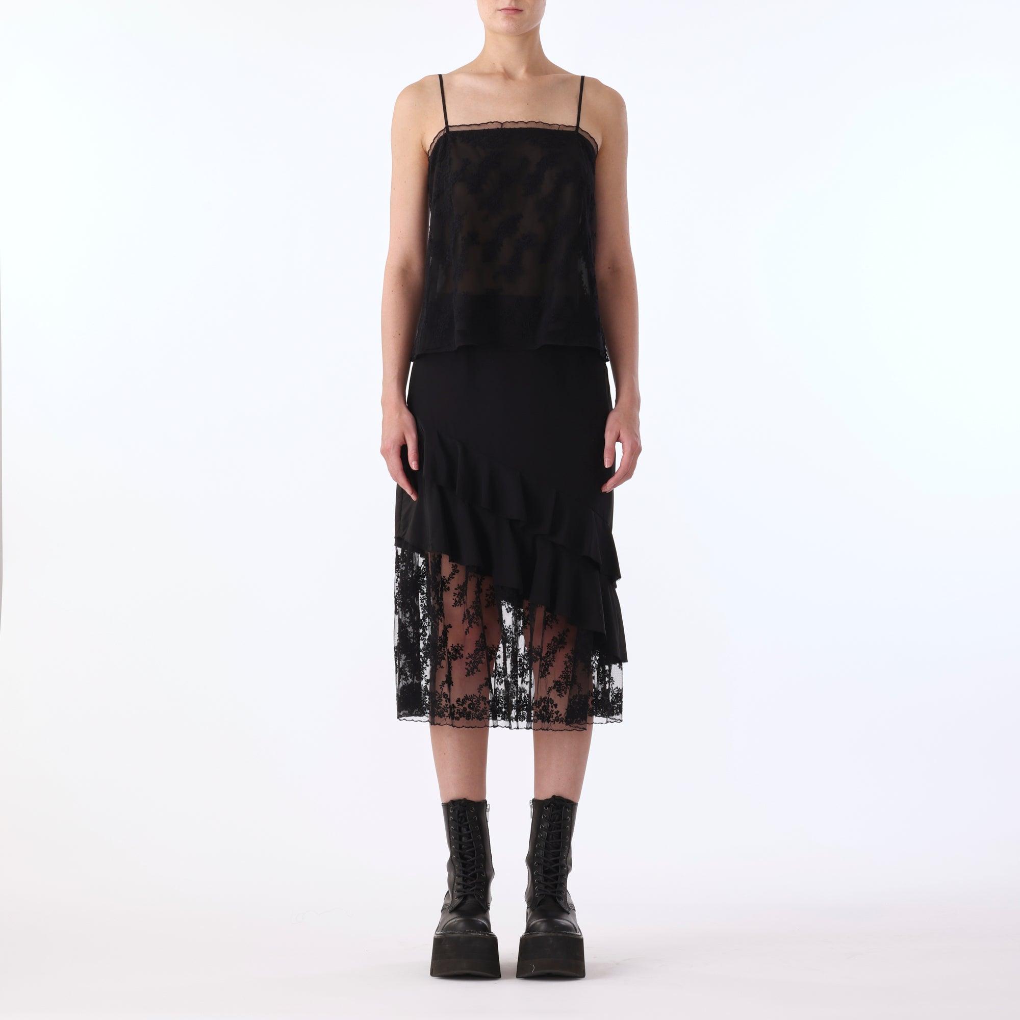 cdc ruffle skirt w/ embroidered lace tulle combo