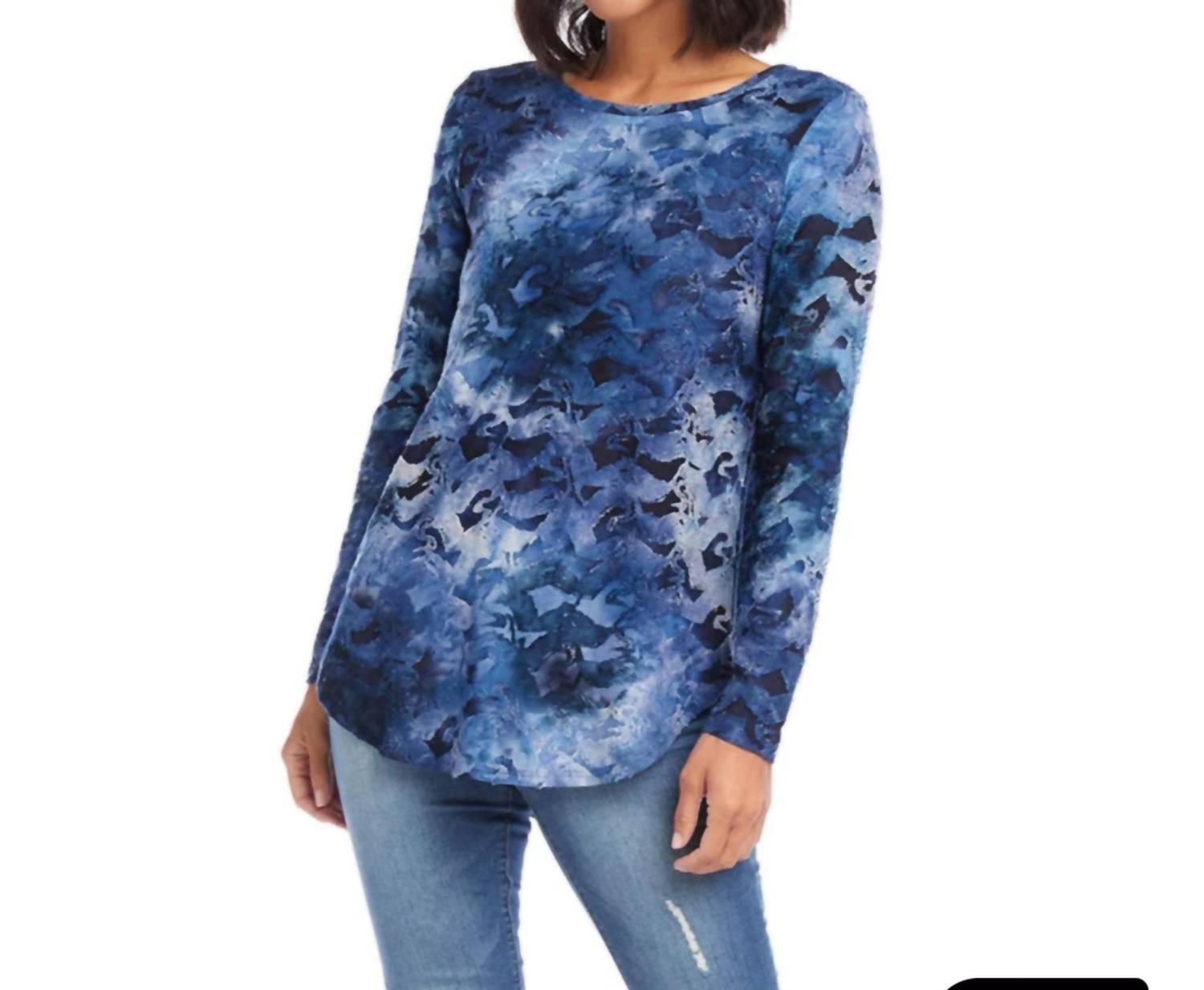 on holiday t/d burnout top in blue