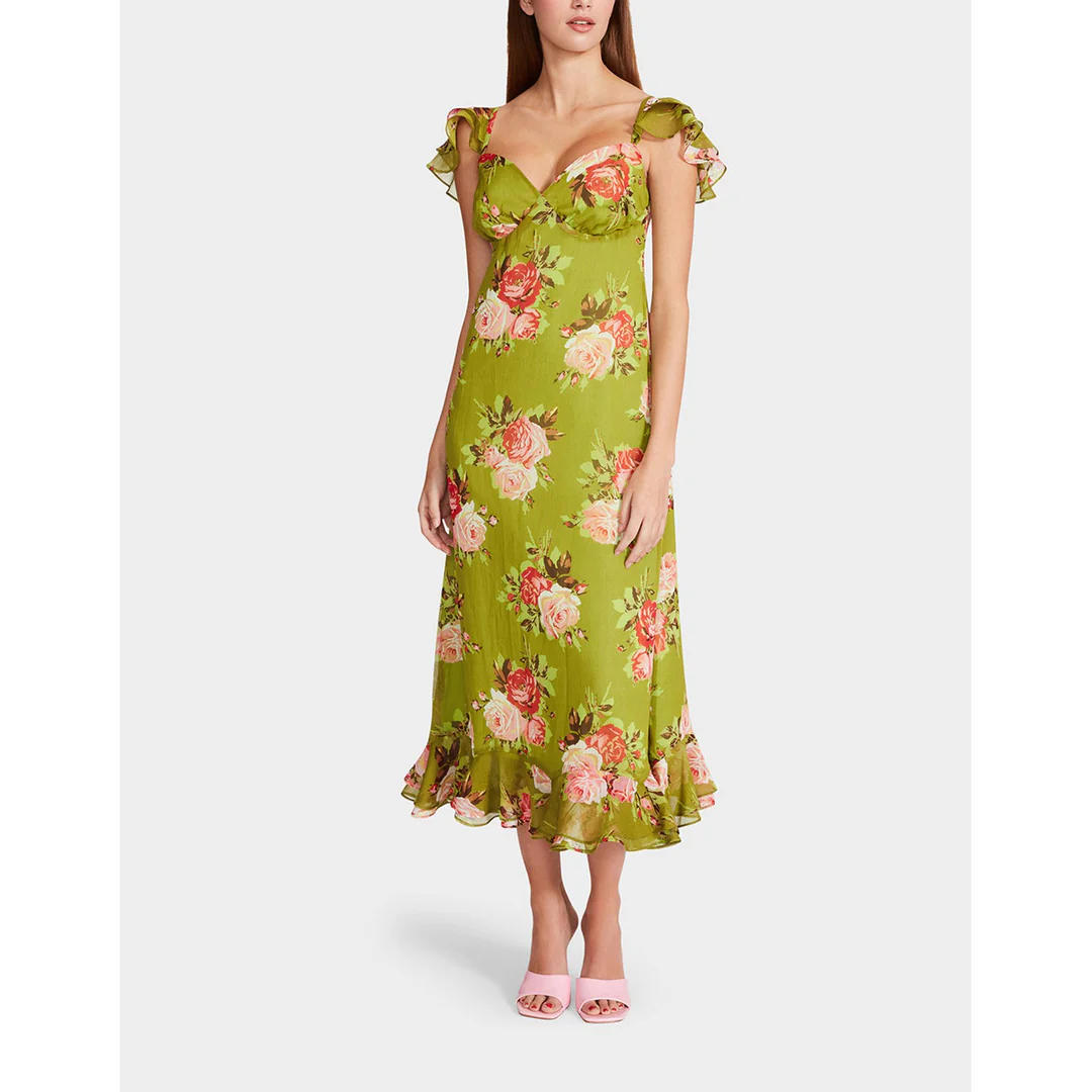 bouquet bounty midi dress green