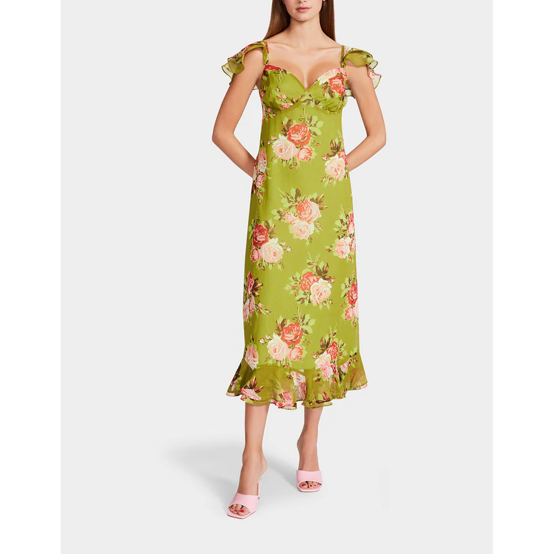 bouquet bounty midi dress green