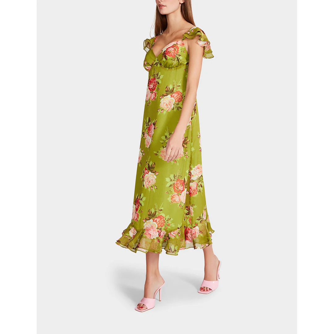 bouquet bounty midi dress green