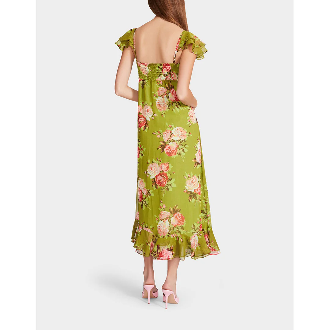 bouquet bounty midi dress green