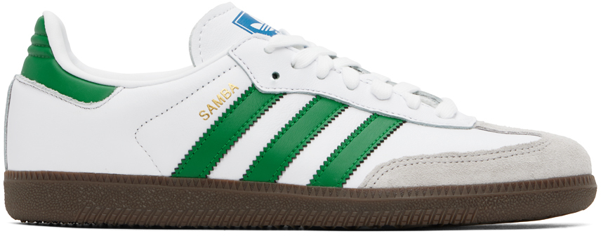 White & Green Samba OG Sneakers