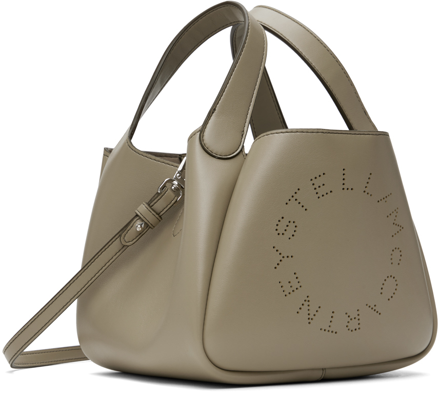 Taupe Logo Double Top Handle Crossbody Bag