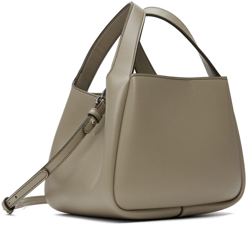 Taupe Logo Double Top Handle Crossbody Bag