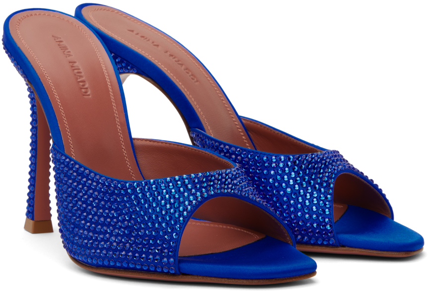 Blue Alexa Crystal Slipper 105 Heeled Sandals