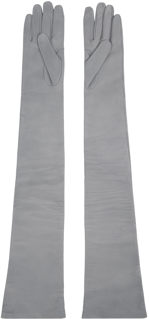 Gray Nappa Long Gloves