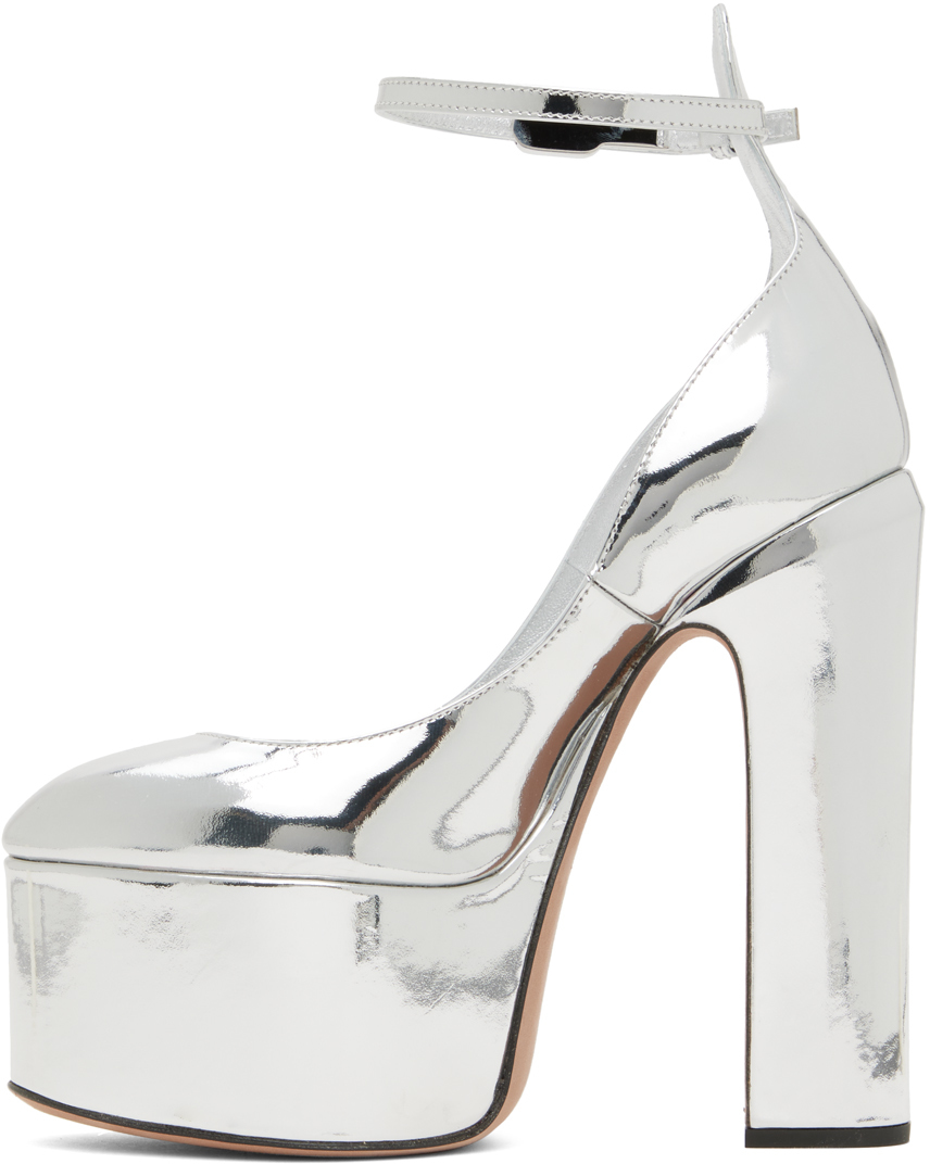 Silver Tan-Go Platform Pumps