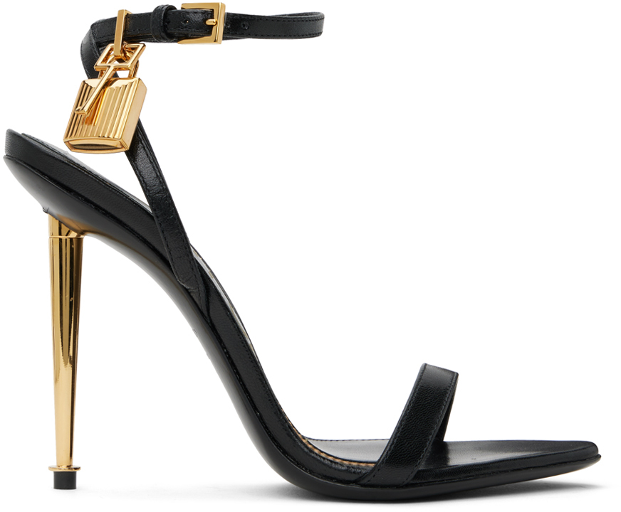 Black Padlock Heeled Sandals