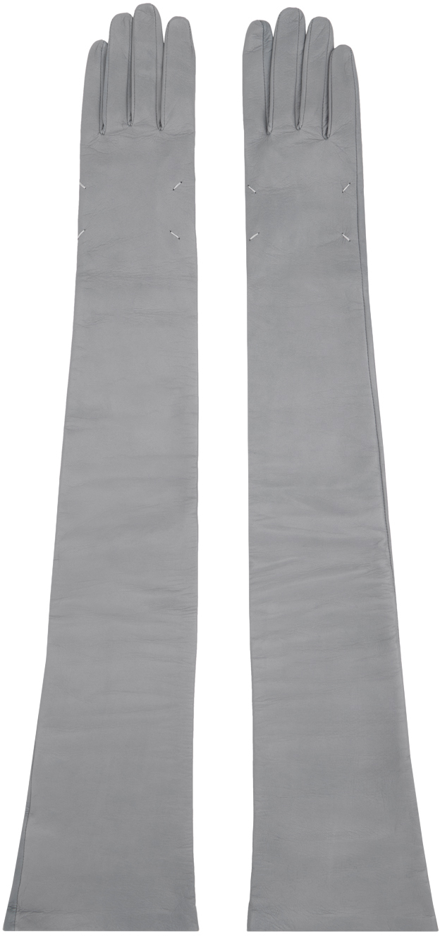 Gray Nappa Long Gloves