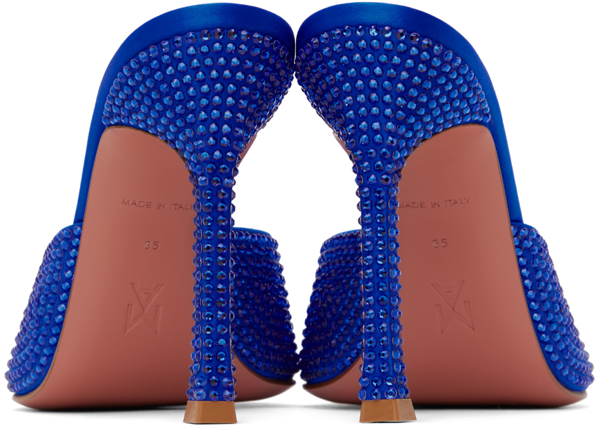 Blue Alexa Crystal Slipper 105 Heeled Sandals