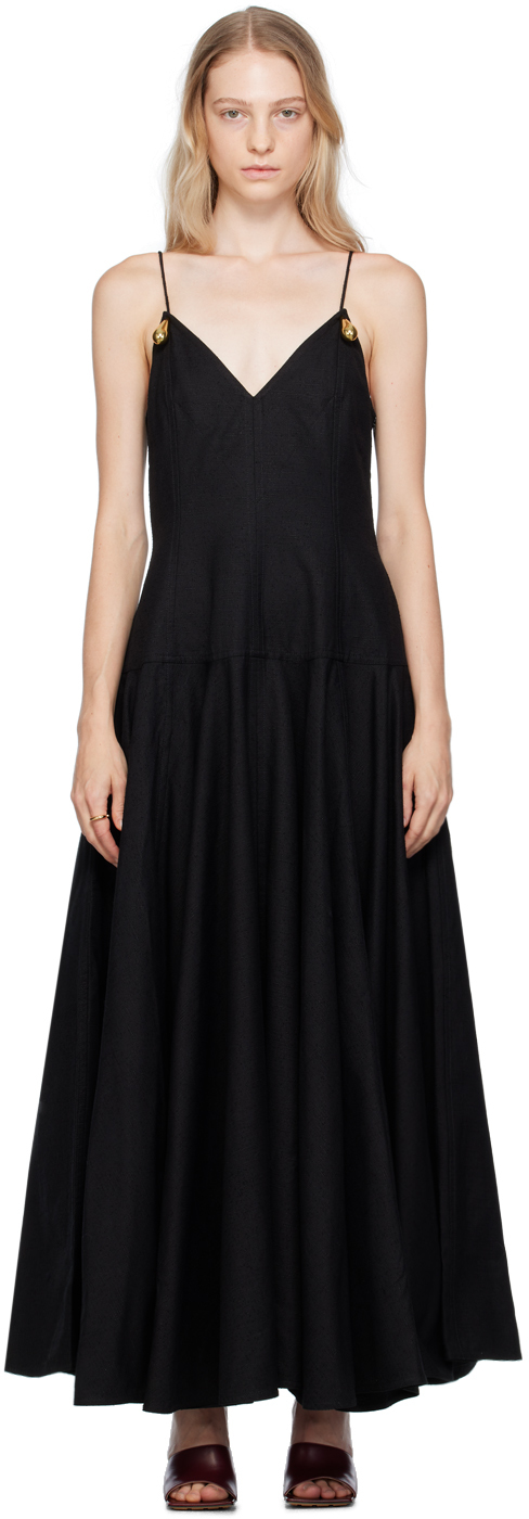 Black Metal Drops Maxi Dress