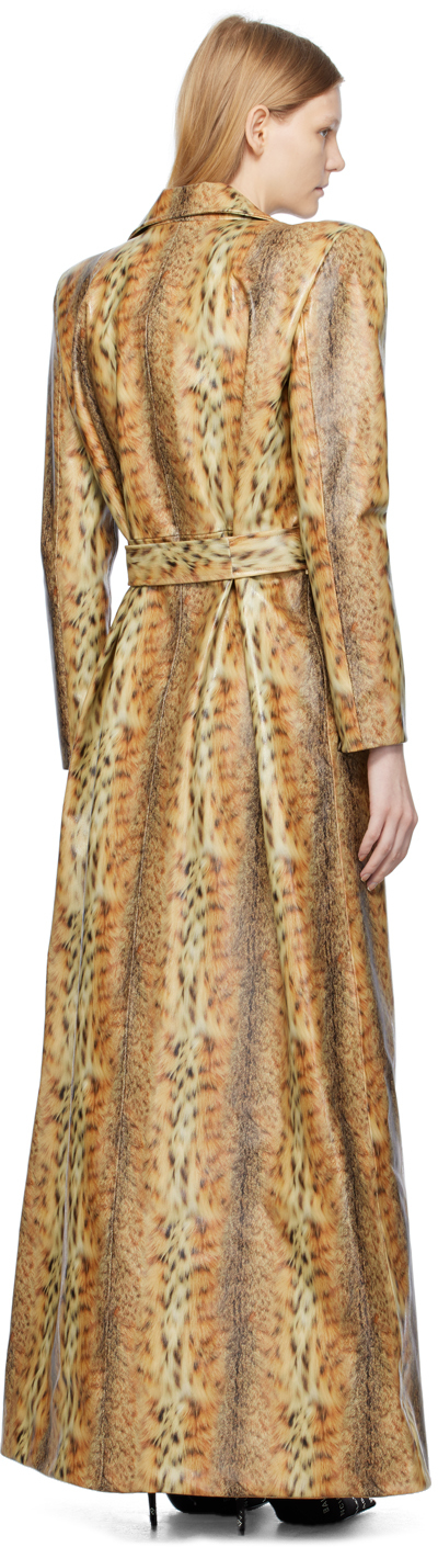 Tan Leopard Leather Trench Coat