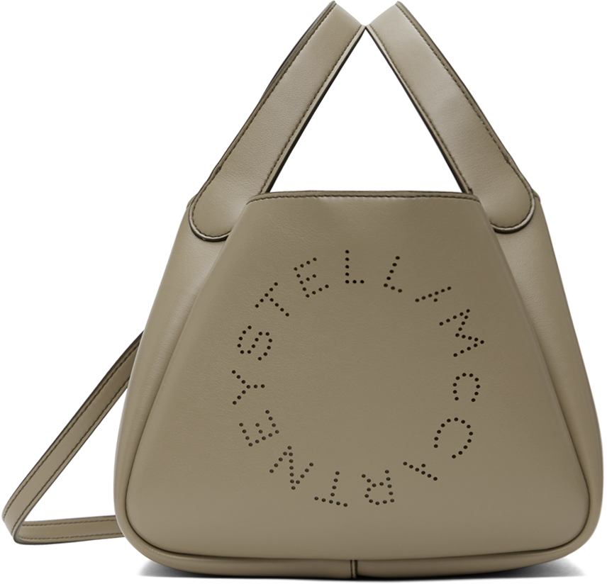 Taupe Logo Double Top Handle Crossbody Bag