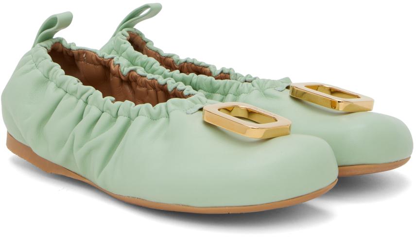 Green JWA Puller Leather Ballerina Flats