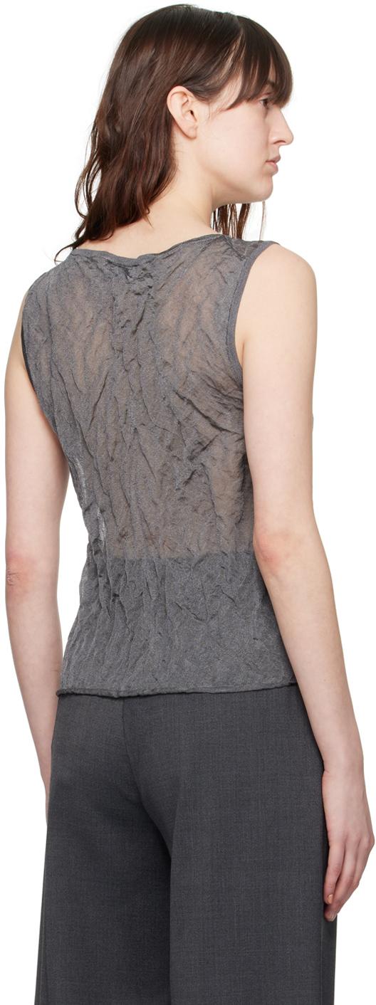 Gray Crinkled Tank Top