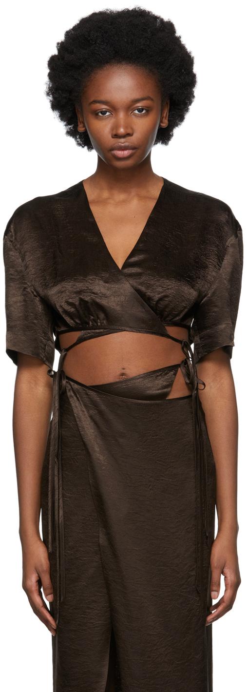 Brown Wrap Top T-Shirt