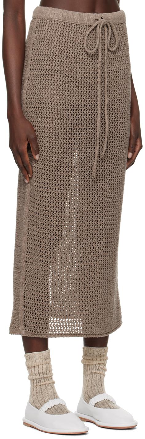 Brown Net Maxi Skirt