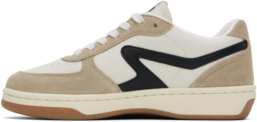 Taupe & Off-White Retro Court Sneakers