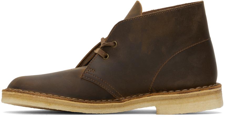 Brown Waxed Leather Desert Boots