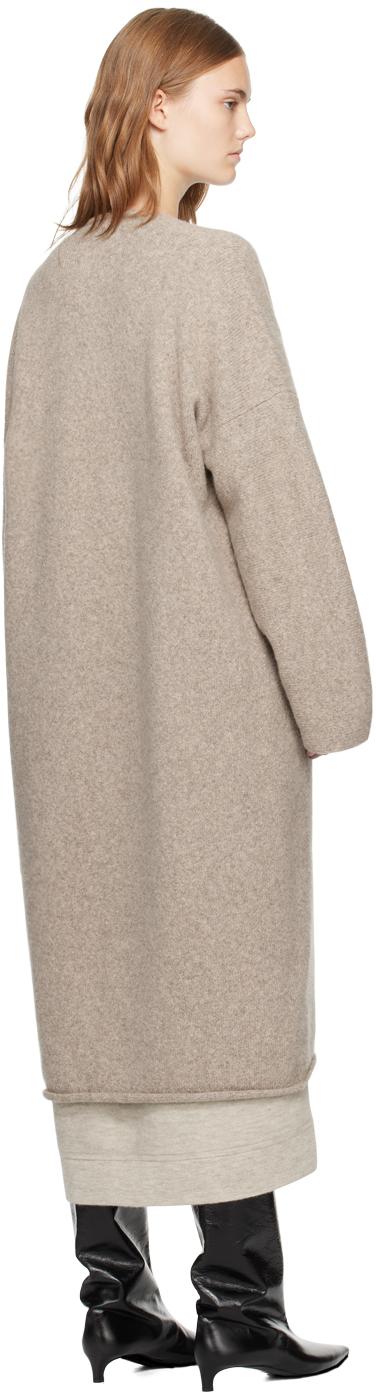 Beige Long Open Cardigan