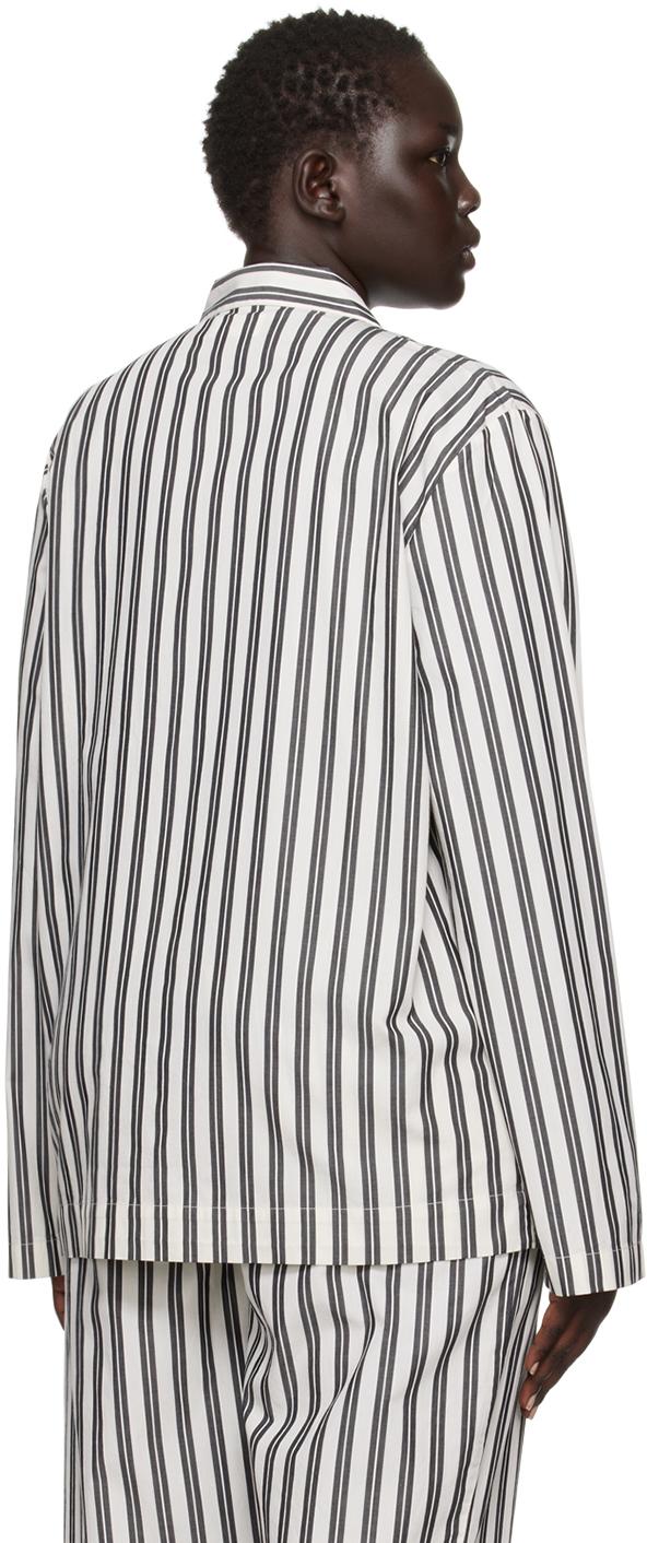 White & Black Striped Pyjama Shirt