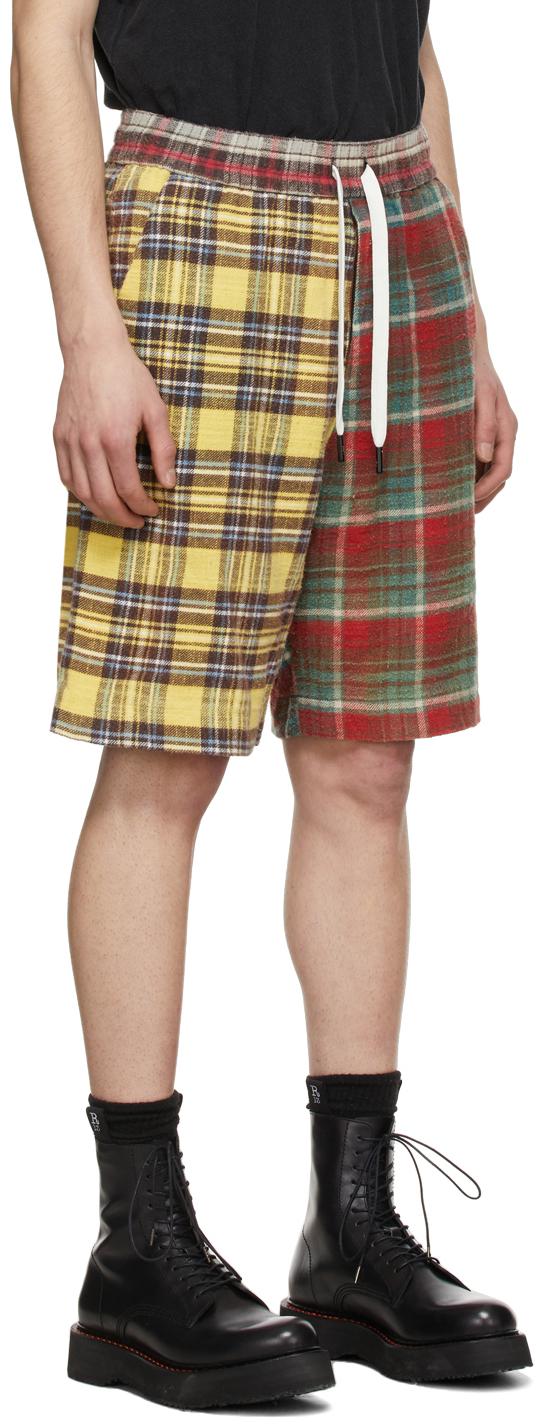 Yellow & Red Multi-Plaid Shorts