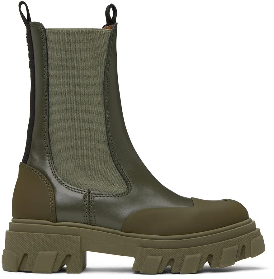 Khaki Cleated Chelsea Boots