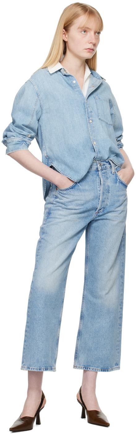 Blue Kayla Shrunken Denim Shirt