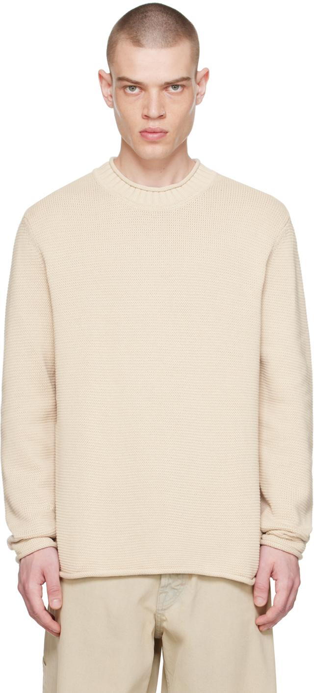 Beige Rolled Edge Sweater