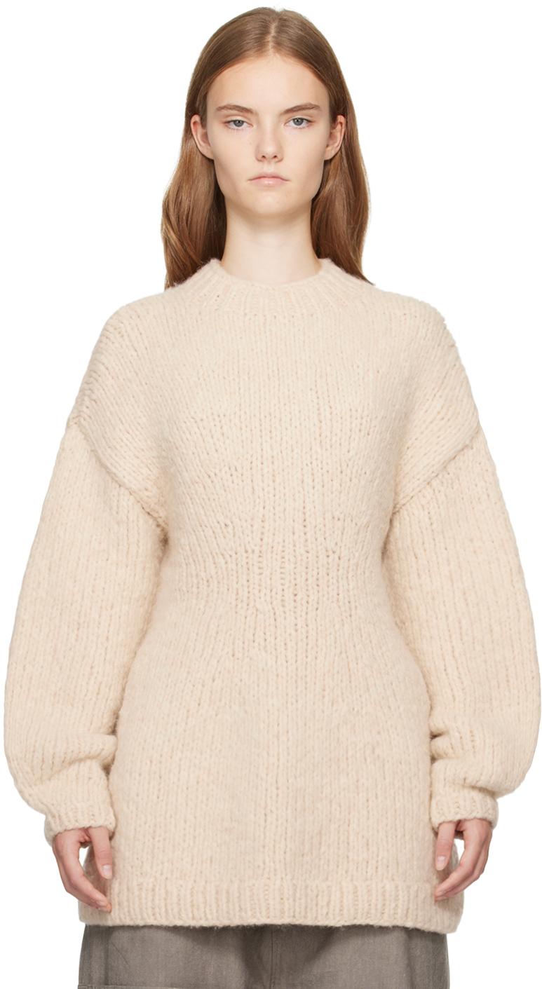 Off-White Handknit Peplum Pullover Sweater