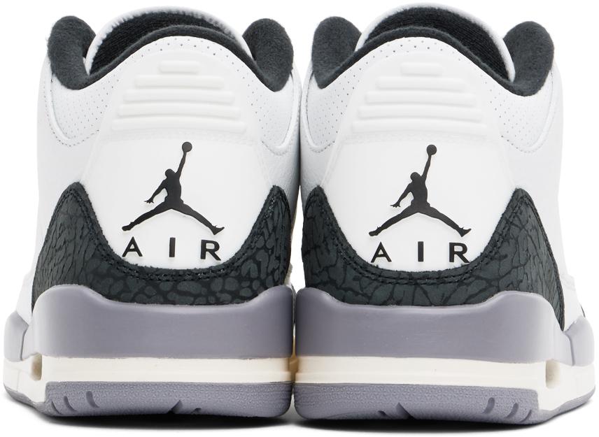 White & Gray Air Jordan 3 Retro Sneakers