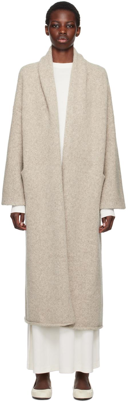 Taupe Long Shawl Cardigan