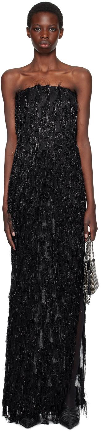 Black Tinsel Bustier Maxi Dress