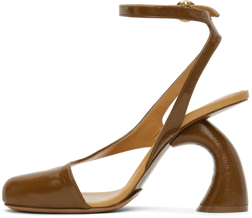 Brown Cutout Heeled Sandals