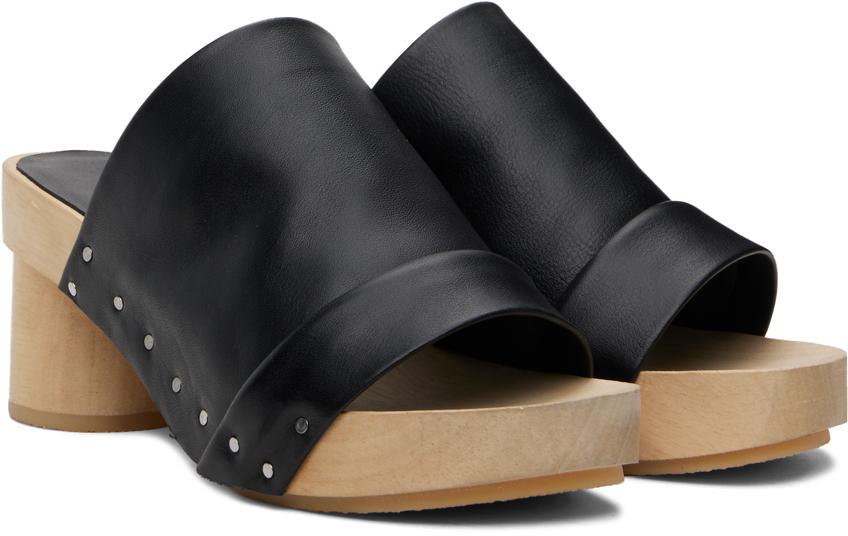 Black Pleat Mules