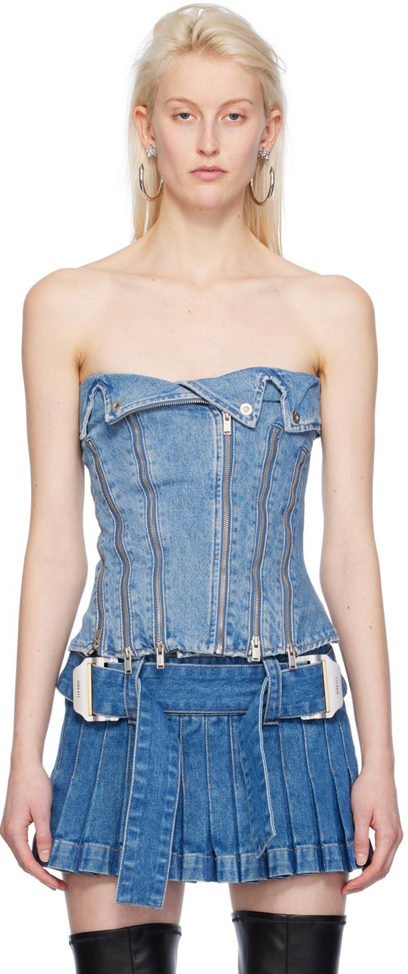 Blue Biker Denim Corset