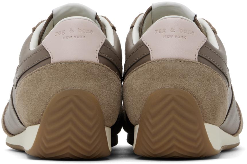 Taupe Slim Suede Retro Runner Sneakers