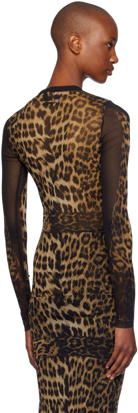 Brown Leopard Long Sleeve T-shirt