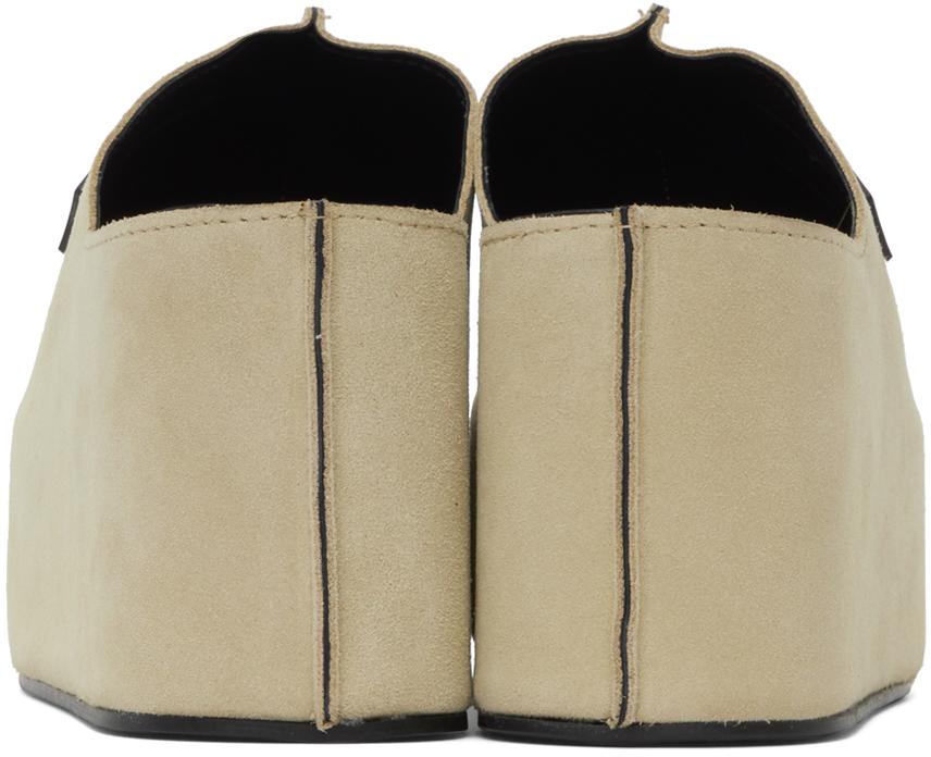 Beige Branded Wedge Clogs