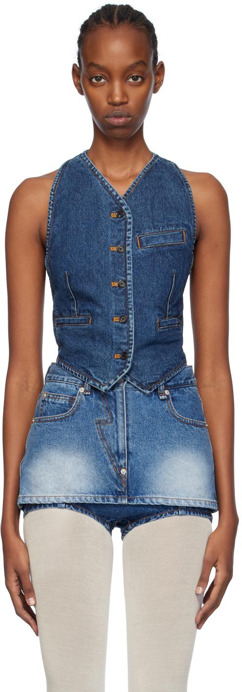 Indigo Halter Neck Denim Vest