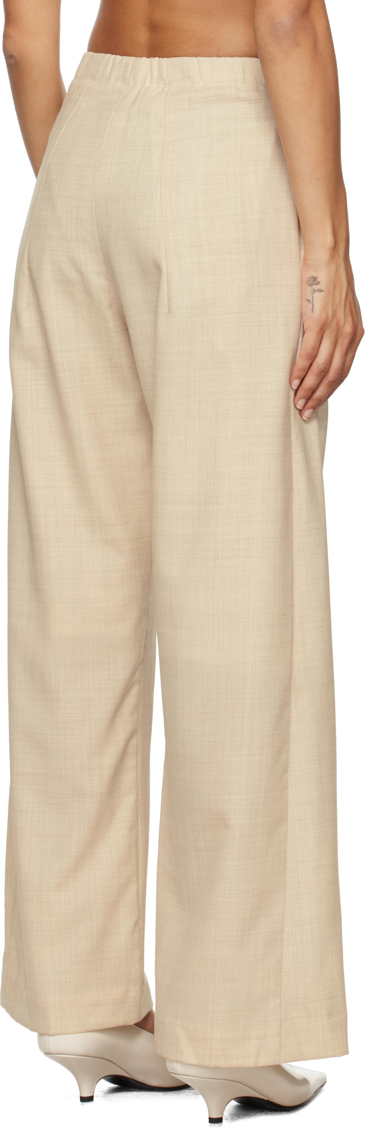 Beige Fine Lana Trousers