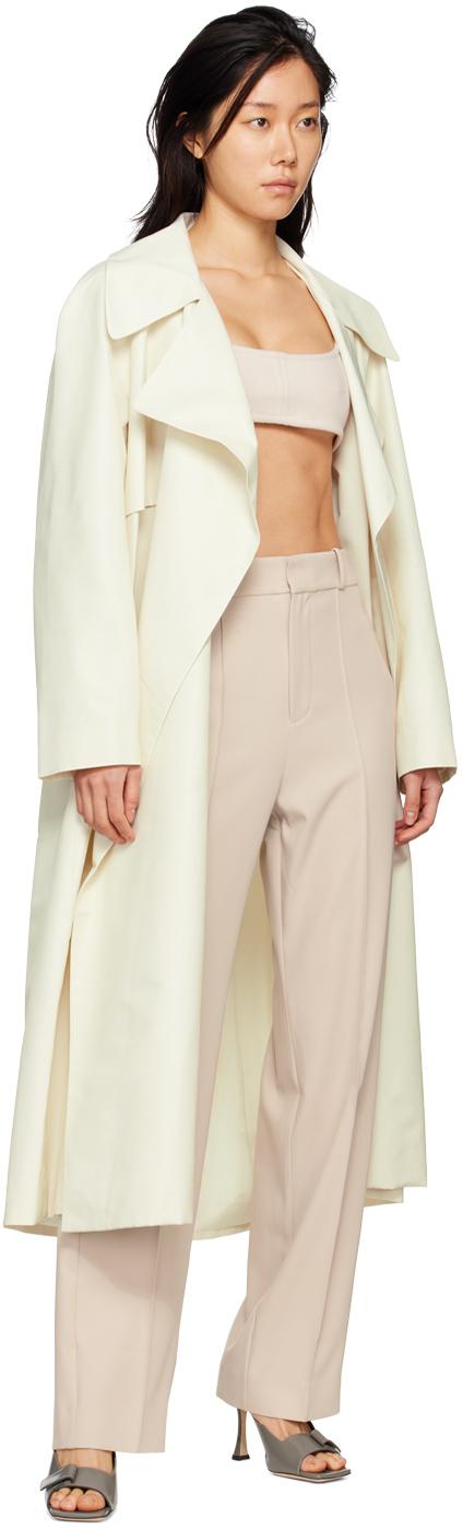 Beige Classic Wide Leg Trousers