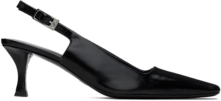 Black Trap Slingback Heels