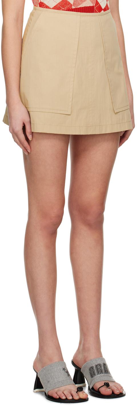 Beige A-Line Miniskirt