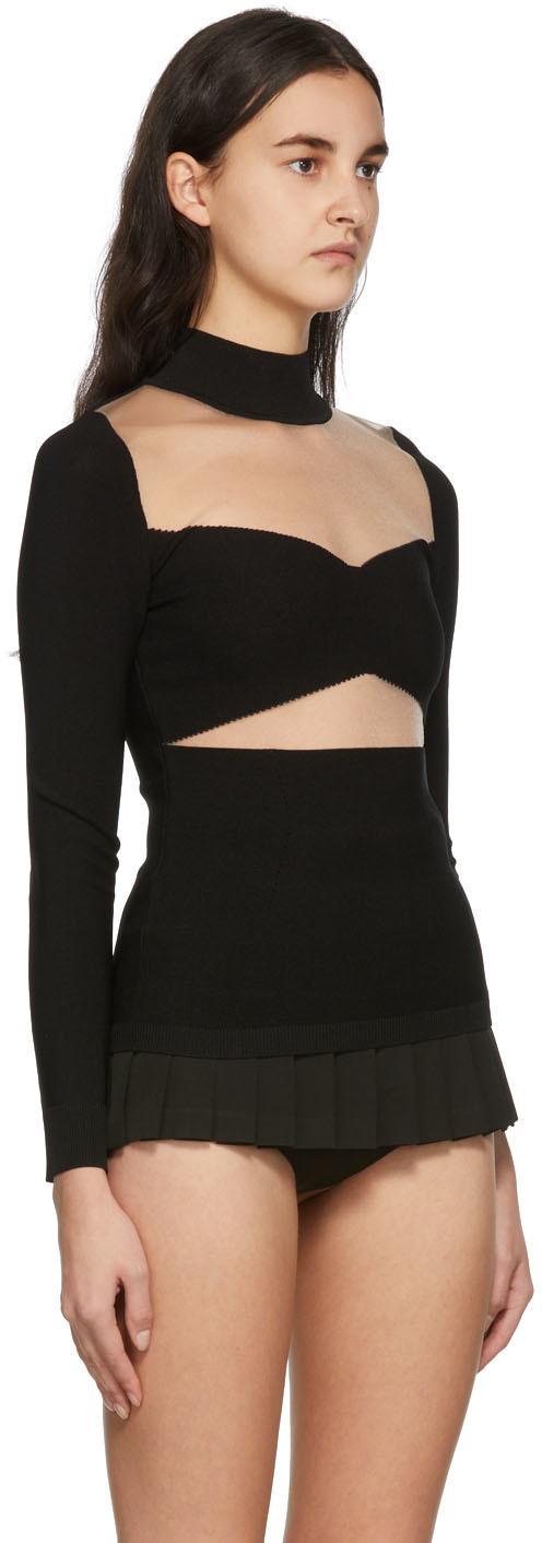 Black Sheer Paneled Turtleneck