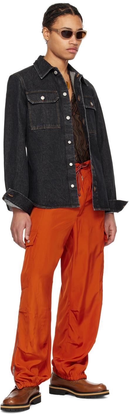 Orange Drawstring Cargo Pants